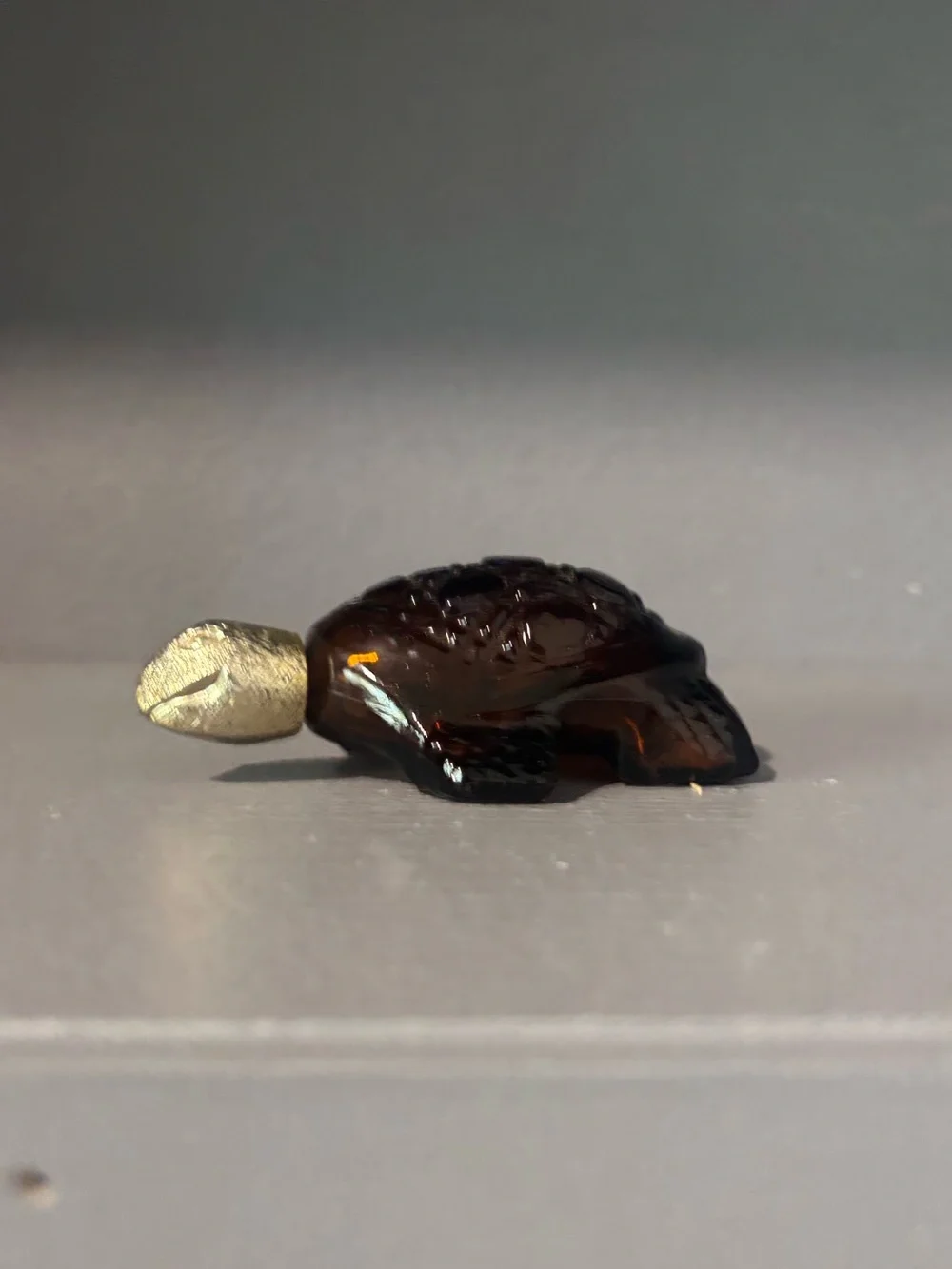Avon Brown and Gold Glass Turtle Figurine